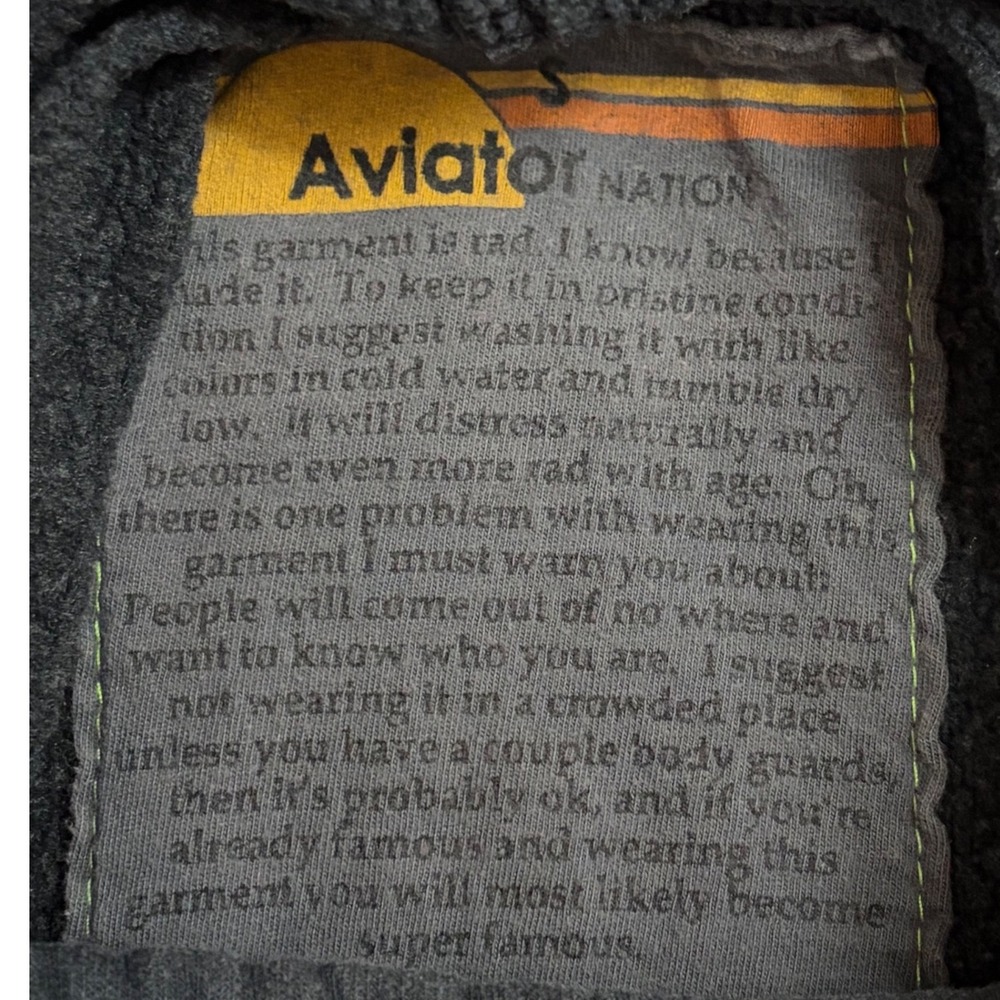 Aviator Nation Charcoal Funnel Neck Ninja Hoodie Quilted Logo Zip Pocket Small - Picture 3 of 6